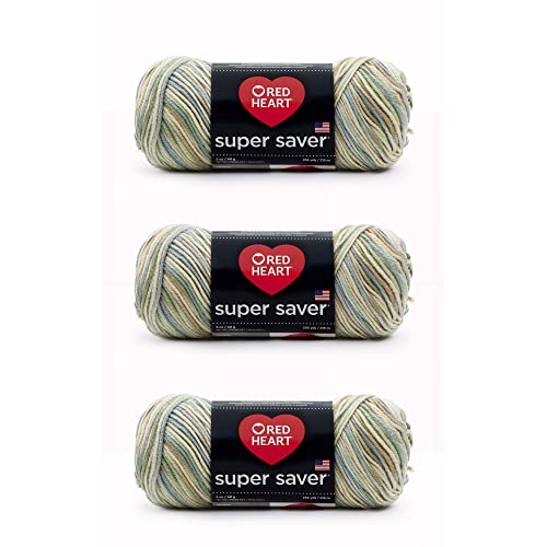 Image of Red Heart Super Saver Yarn, 3 Pack, Aspen Print 3 Count
