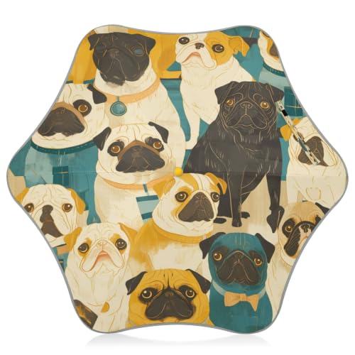 Parapluie chien carlins pliant pour écoliers en automne