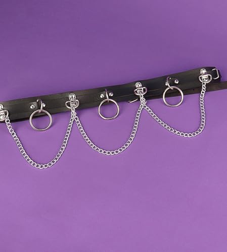 QWALIT Punk Belt with Chain for Women - Rave Leather Chain Belt - Goth Accessories4