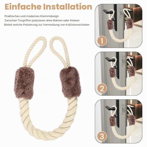 AYESY Türstopper Klinke, 2 Stück Türkordel Klemmschutz, 60 cm Baumwolle Türstopper Seil für Haustier und Kinder Fingerschutz… – Ansicht 4