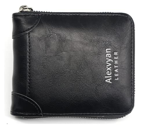 Buy Alexvyan Zipper Men Bifold Leather Purse Wallet Organizer