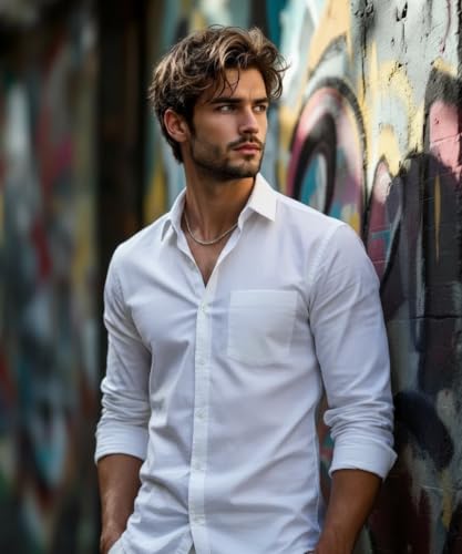 Image of Glowic Men's Plain Casual Shirt | Cotton Soft & Breathable Fabric | Full Sleeve Comfort Fit Stylish Solid Shirts for Office