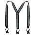 CTM Men's Elastic Button End Stripe Dress Suspenders