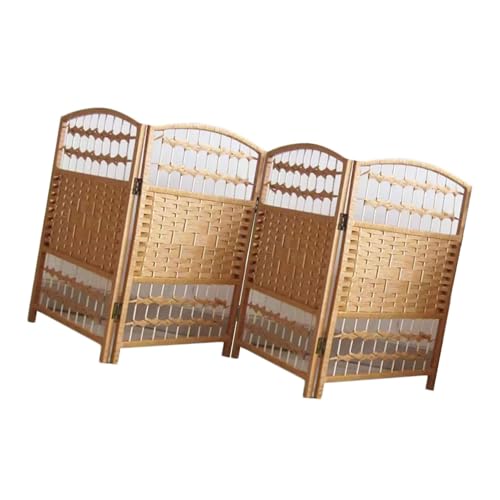 Séparateur de chambre rotin 5 panneaux bois cloison amovible pour intimité maison