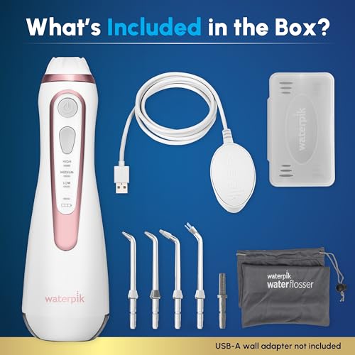 Image of Waterpik Cordless Advanced 2.0 Water Flosser For Teeth, Gums, Braces, Dental Care With Travel Bag and 4 Tips, ADA Accepted, Rechargeable, Portable, and Waterproof, Rose Gold WP-589, Packaging May Vary