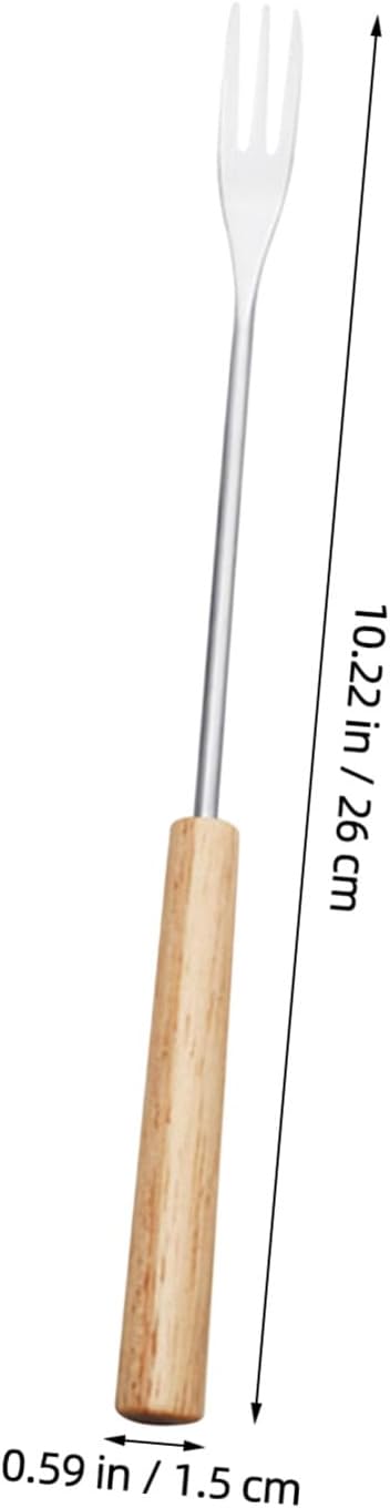 12pcs Stainless Steel Fondue Skewers with Wooden Handles, Chocolate Dipping Tools and Cheese Forks Set for Fruit, Ice, and Bbq Use