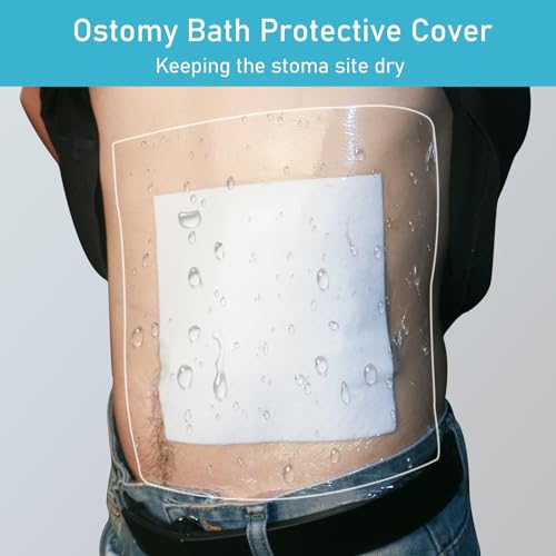 KONWEDA 25 Pcs Waterproof Ostomy Bag Shower Cover 10\"x10\", Stoma Bath Protector Shield Film Adhesive Dressing Bandage for Ostomy Supply Guard Accessory - Thumbnail 2