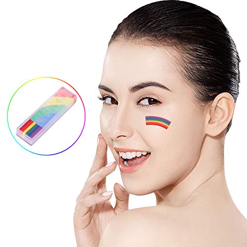 Rainbow Face Paint Face Painting Kit Gay Lesbian Pride Flag Color Face Paint Lgbt Gay Pride Flag Face Body Painting Supplies Pocket Size Marches Events Festival Face Paint Makeup Palette #TOP4