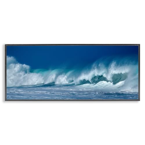 Panoramic Tsunami Wave Splashing, 13 x 30 Inch Framed Giclée Print