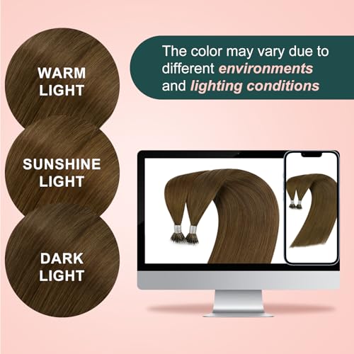 Image of Easyouth Nano Extensions Human Hair, 18 Inch 50G 50S, Medium Brown, Seamless Invisible Nano Ring Hair Extension, Lightweight, Suitable for Fine or Thin Hair