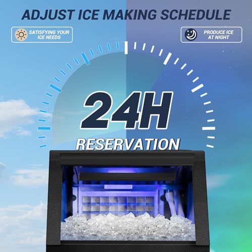Image of SOZT Commercial Ice Maker Machine 120LBS /24H, 30LBS Storage | Under Counter Ice Maker, Self-Cleaning Freestanding Stainless Steel Ice Cube Maker for Restaurant, Bar, Home, Office