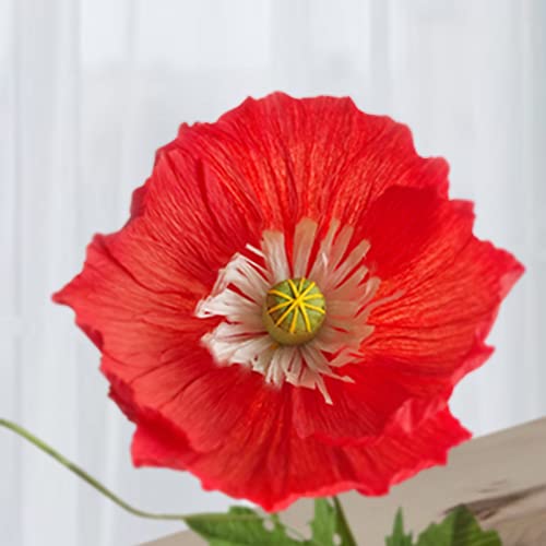 Crepe Paper Flower Diy Kits With 6 Rolls,12 Pcs Flowers Material With Paper Rolls,Iron Wire, Floral Tape For Birthday Party Festival Ornament Handmade Floral Gift Home Decor Paper Poppies Poppy #TOP5