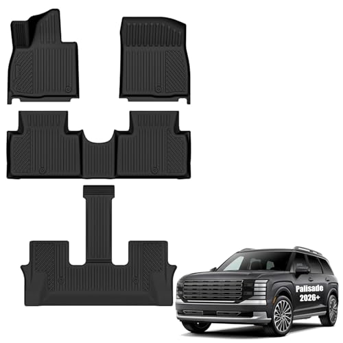 Auxko Tapis de sol toutes saisons pour Hyundai Palisade 2026, 7 places, essence uniquement, accessoires en TPE toutes saisons, doublure de sol inodore et antidérapante pour Hyundai Palisade 2026, 7