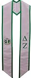 Delta Zeta Sorority White/Green Graduation Deluxe Embroidered Stole [Made in USA] - 100% Polyester U