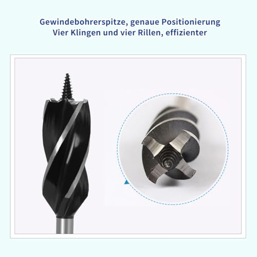 SUQIN 1/4 Zoll Sechskantschaft Schneckenbohrer 20mm x 165mm x 2Pcs Professional Holzbohrer,Selbstvorschub Stahl Schlangenbohrer für Weichholz, Hartholz,Kunststoff