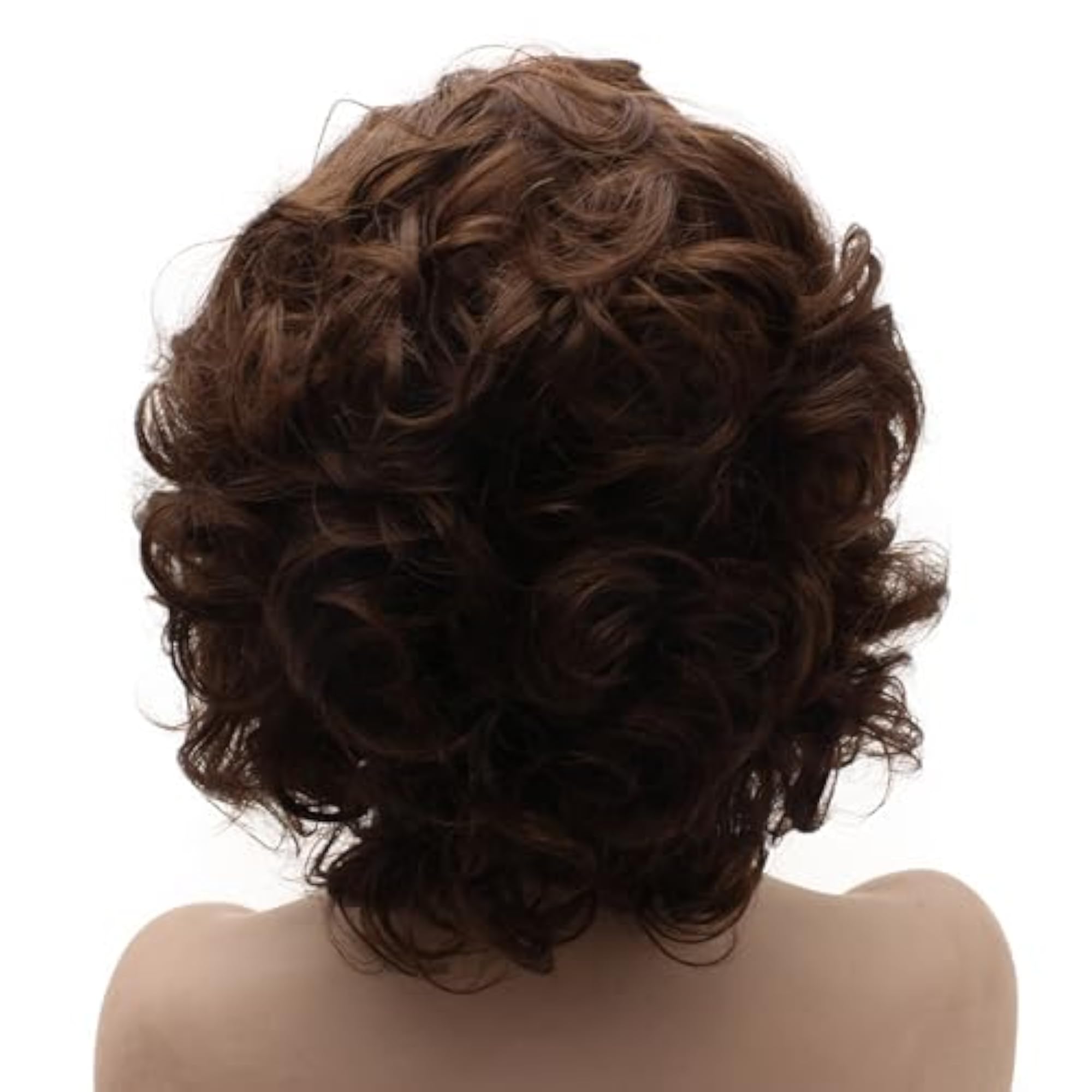 Mxangel Short Curly Brown Wig, Heat Resistant