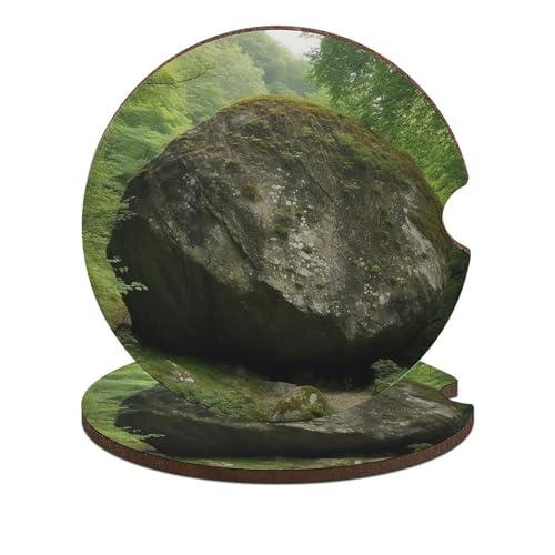 Portavasos para coche de madera con diseño A Big Rock, 2 unidades miniatura 1