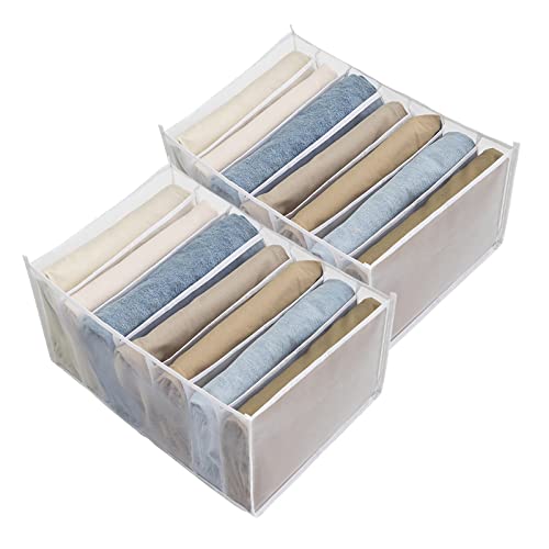 Cajones Organizadores Plegables - Cajas de Almacenamiento para ropa, 7 Compartimentos Organizador Cajones de Almacenamiento de ropa para Camisetas,Leggings,Faldas,Jeans (Blanco) Cover