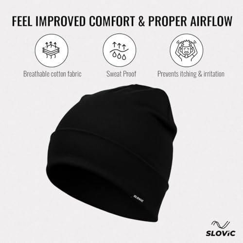 Image of Slovic Helmet Skull Cap for Men [Pack of 2] | Hair Cover Beanie Cap for Men | Lightweight & Washable Helmet Cap for Bike | Cycle & Bike Accessories all | Ideal for Biking, Cycling & Sports | Free Size