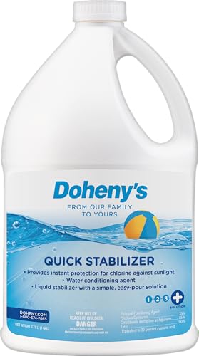 Dohenys Quick Stabilizer | Liquid Stabilizer for Swimming Pools | Instant Protection for Chlorine Against UV Sunlight | Raise CYA | Water Conditioning Agent | Sodium Cyanurate | 1 Gallon