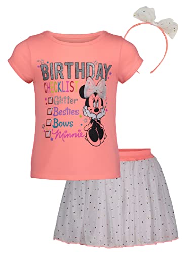 Disney Minnie Mouse Infant Baby Girls Graphic T-Shirt Tulle Skirt and Headband Set Pink/White 18 Months