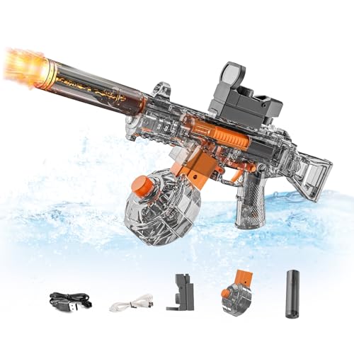 Elektrische Wasserpistole Mit Blitz Effekten, Automatische Hydroblaster Wasserpistole, Wiederaufladbarer Batterie Pistole, Für Kinder,Erwachsene Strandpool Wasserspaß Spielzeug (Schwarz)
