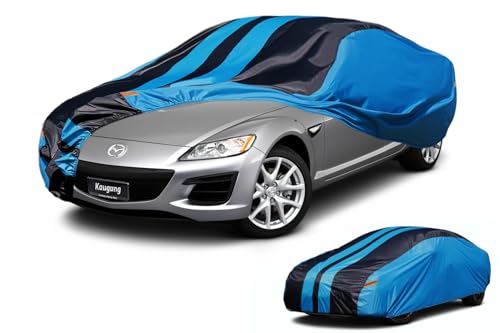 Image of Kaugung Car Cover Waterproof Custom Fit Mazda RX-7 RX-8 (1979-2012), Full Exterior Cover for Automobiles Lightweight Resistant Outdoor Sun UV Rain Dust Snow Wind Protection.