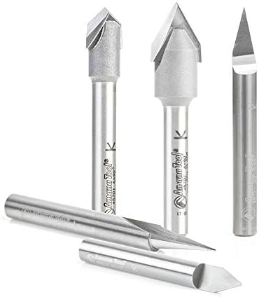 Amana Tool - AMS-159 5-Pc Solid Carbide & Carbide Tipped 18, 30, 45, 60 & 90° V-G