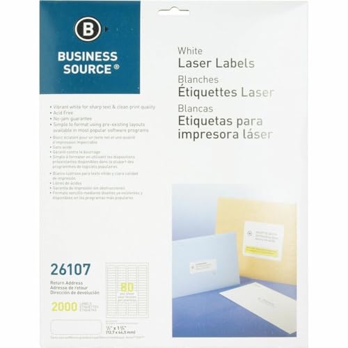 Business Source Laser Return Address Labels - Pack of 2000