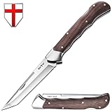 Pocket Folding Tanto Knife - 440C Mirror Polished Stainless Steel Blade - Wood Handle - Good for Camping and Rescue, Hunting and Fishing - Traditional Classic Fold Tactical Knife - Grand Way S 112