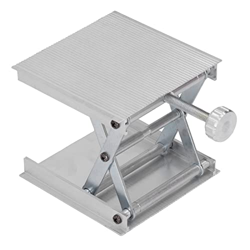 NDNCZDHC 3.5x3.5in, Aluminum Alloy Lab Jack Scissor Stand Platform, Lab Lift Stand Table Scissor Lifting Jack Platform 26-90mm Lifting, 10kg Loading (Silver)