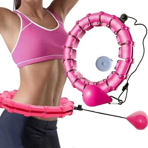 BYRM Weighted Hula Hoop for Adults Weight Loss Infinity Hoop Plus Size 24 Detachable Knots 2 in 1 Abdomen Fitness Massage Smart Hula Hoops Fit Suitable for Women (Multi Color)