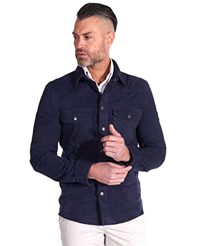 ✅ Camicia da uomo realizzata in 100% pelle di capra. Pelle scamosciata morbidissima. Il modello proposto 
