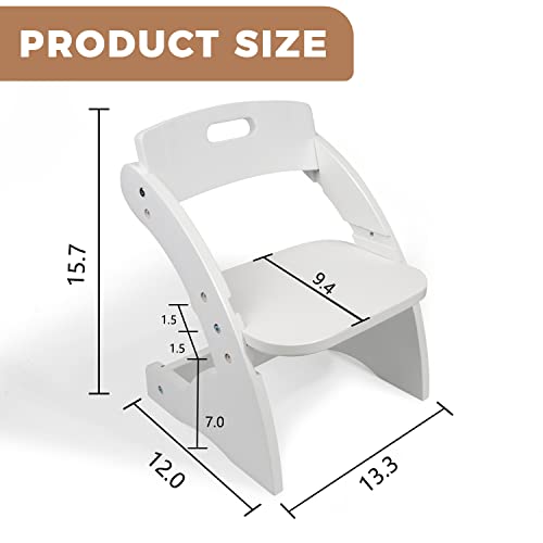 Houchcis Toddler Chair, Wooden Toddler Chair For Kids, Adjustable Kids Chairs For Toddlers, Toddler Chairs And Small Chair, Kids Chair (White) #TOP2