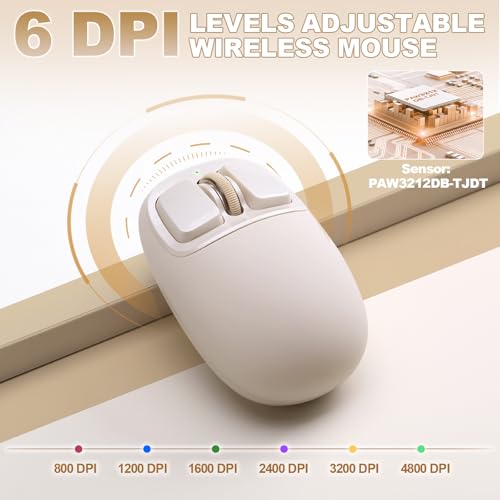 Image of YUNZll C1 Silicone Wireless Mouse, Tri-Mode 2.4G /USB-C /Bluetooth Mouse, 4800 DPl Optical Tracking, 6 Adjustment Levels,Customize Mice for Laptop, Computer, iPad, MacBook (Beige)
