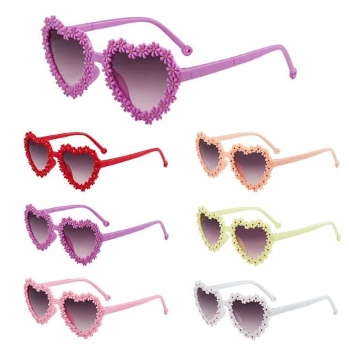 Sun Protection Kids Daisy Sunglasses Vintage Flower Sun Glasses Heart-Shaped Festival Party Glasses2
