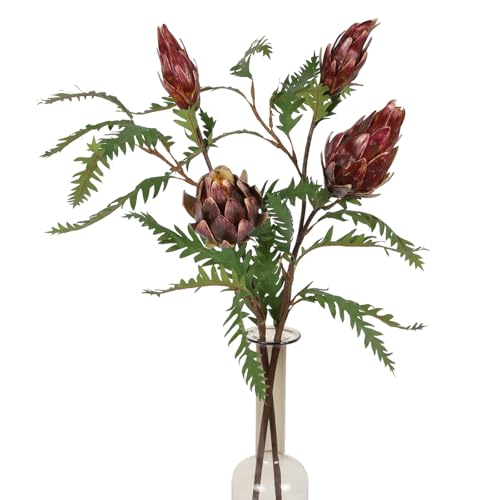 IPOPU Artificial Protea Flowers 2PCS The King Protea Fake Plant