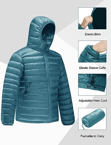 Image of Lesmart Men Down Jacket Puffer Winter Jacket with Hooded Packable Lightweight Windproof Insulated Warm Coat