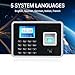 BISOFICE Biometric Time Clock Attendance Machine for Employees Support 1000pcs Fingerprint/Password/ID Card Recognition 5 Languages System USB Port Data for School Restaurant Factory Office Hospital