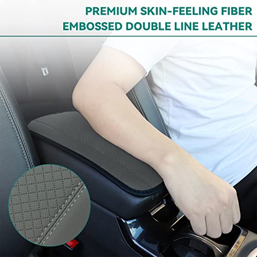 Car Armrest Storage Box Mat, Car Center Console Pad, Fiber Leather Embossing Waterproof Armrest Cover, Four Seasons Universal Armrest Box Mat, Car Decor Accessories For Most Vehicle, Suv(Grey) #TOP6