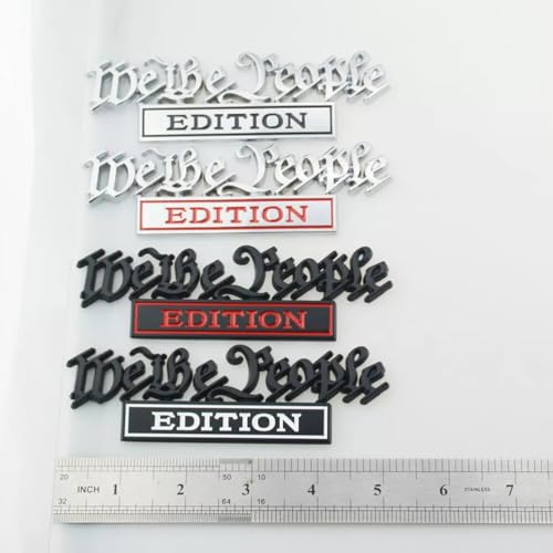 Image of Pair Set We The People Edition Metal Emblem 3D Badge Decal Fits for Universal Vehicle, Car, Truck, SUV Decoration (Black Red)