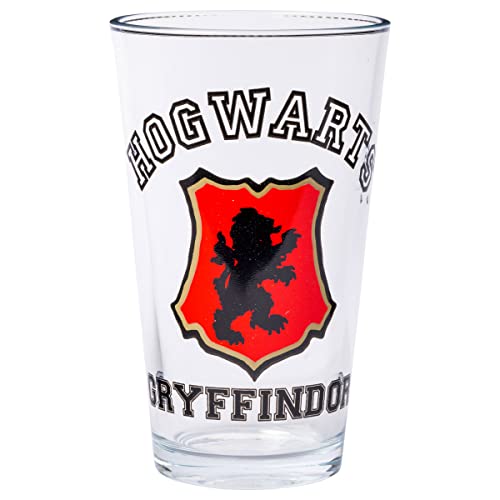 Image of Silver Buffalo Harry Potter Hogwarts Varsity Crests 4-Pack Pint Glass Set, 16 Ounces