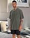 Oversized Tshirts for Men Short Sleeve Vintage Washed Basic Loose Tees, Dark Green, L