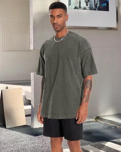 Image of Oversized Tshirts for Men Short Sleeve Vintage Washed Basic Loose Tees 2026