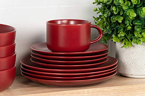 10 Strawberry Street Wazee Matte Coupe Dinnerware Set, 16 Pc, Red #TOP3