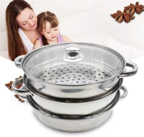 Vaporizador de alimentos de 3 niveles para carne y verduras, olla de vapor de acero inoxidable, herramienta de cocina