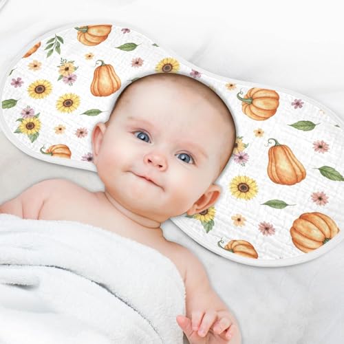 2 Pack Muslin Burp Cloths Pumpkin Orange Fall Cotton Baby Burp Cloths Soft Burping Cloth Absorbent Spit Up Rags for Newborn Babies, Large 22" x 11"4