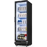 YITAHOME 8.5 CU.FT. Commercial Beverage Display Refrigerator with Single One Glass Door, Drink Beer Fridge Cooler for Office Garage Bar Gym with Locking, Led & 2 Keys