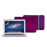 Macbook Air 13 Case, GMYLE Hard Case Frosted for MacBook Air 13.3 inch - Deep Purple 4 in 1 Bundle - Matte Cover - Sleeve Bag - Silicon Keyboard Skin - Clear Screen Protector