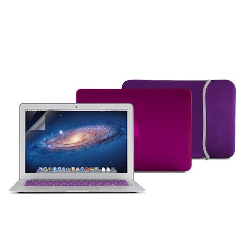 GMYLE Hard Case Frosted for MacBook Air 13.3 inch (Model: A1369 and A1466) - Deep Purple 4 in 1 Bundle - Matte Cover - Sleeve Bag - Silicon Keyboard Skin - Clear Screen Protector